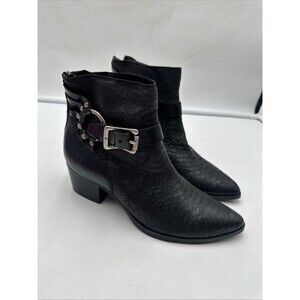 Frye Women's Black Zoe Ring Short Smooth Full Grain/Snakeskin Boots Size 8 1/2 B